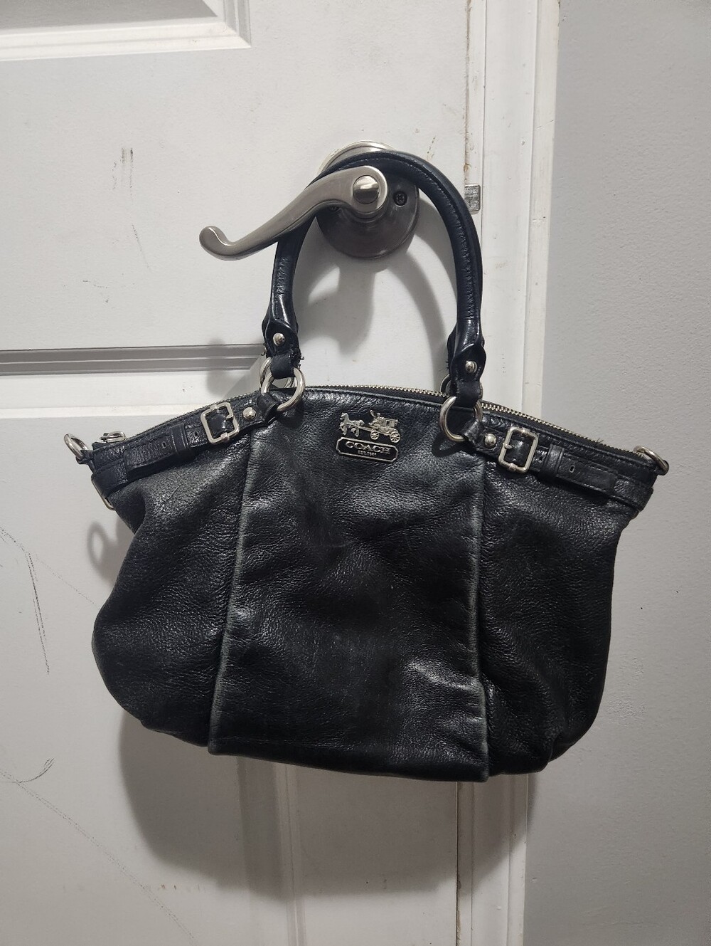 Coach Black Leather Top-Handle Satchel